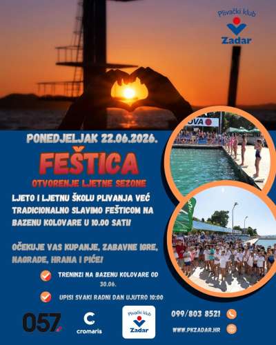 PK Zadar tradicionalnom fešticom otvara ljetnu sezonu na bazenu Kolovare