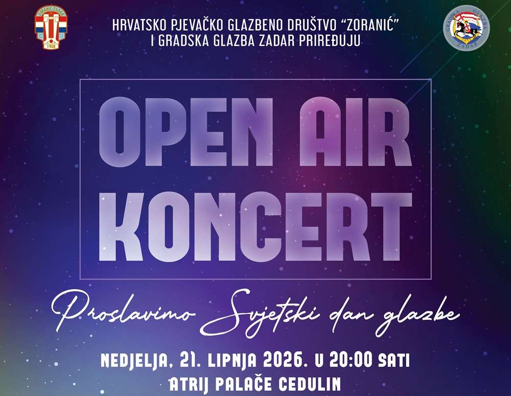 Svjetski dan glazbe i početak ljeta uz zajednički koncert „Zoranića“ i Gradske glazbe Zadar