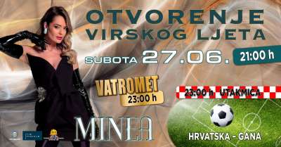 Otvara se Virsko ljeto: koncert Minee, vatromet i prijenos utakmice Hrvatska – Gana na Trgu svetoga Jure