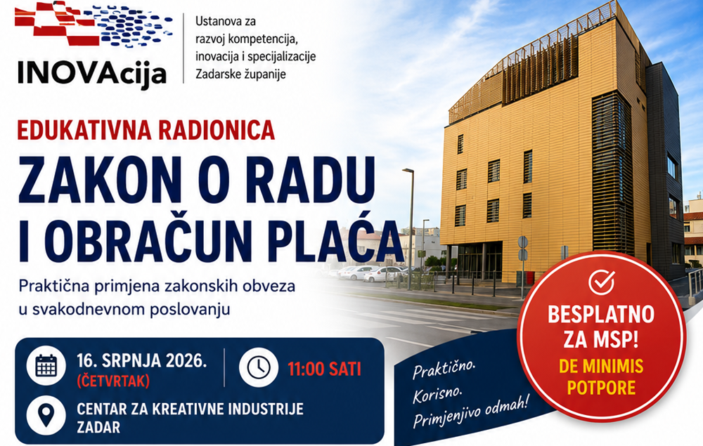 INOVAcija organizira edukativnu radionicu o Zakonu o radu i obračunu plaća