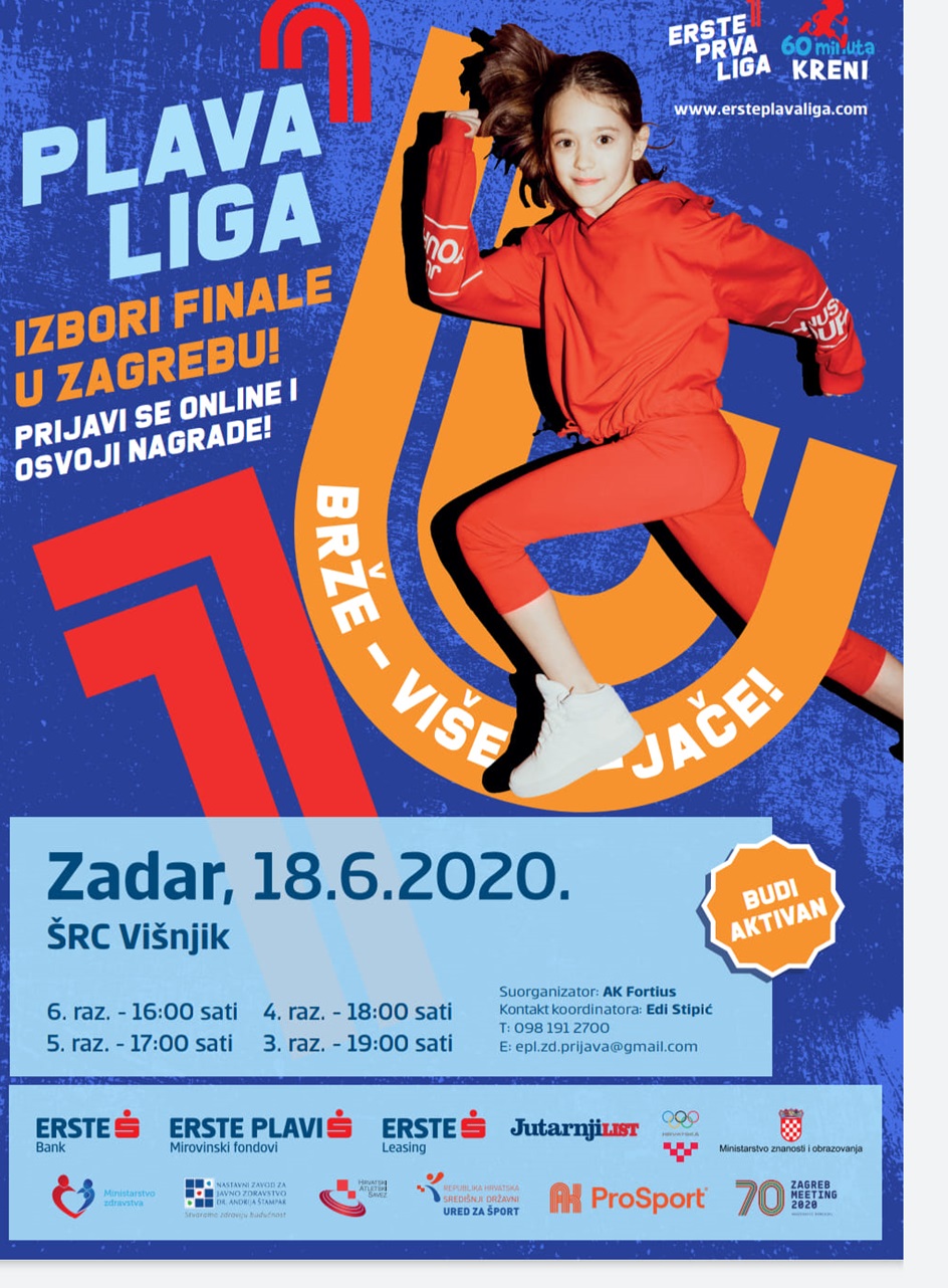 Sjajna vijest za mlade atletičare: Erste Plava liga se vraća u Zadar