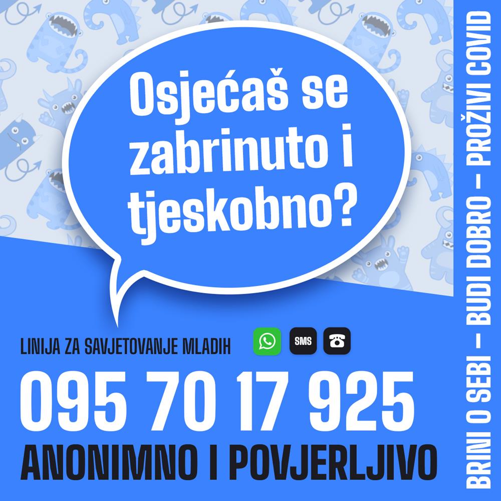 BRINI O SEBI – BUDI DOBRO – proŽIVI COVID Otvorene linije za psihološku pomoć mladima