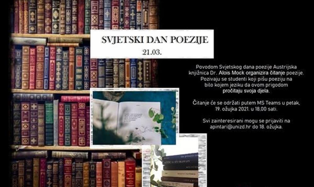 Obilježavanje Svjetskog dana poezije u organizaciji Austrijske knjižnice Dr. Alois Mock