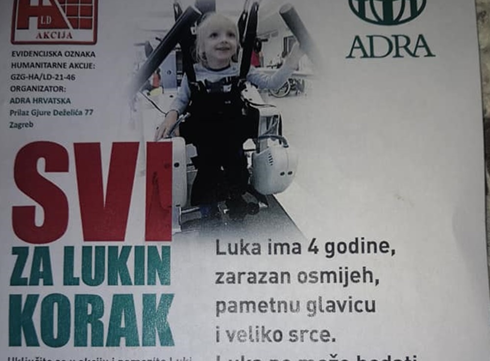 HUMANITARNA AKCIJA ZA LUKU Dođite sutra na tržnicu na Bilom Brigu, kupite majicu i pomozite Luki da prohoda