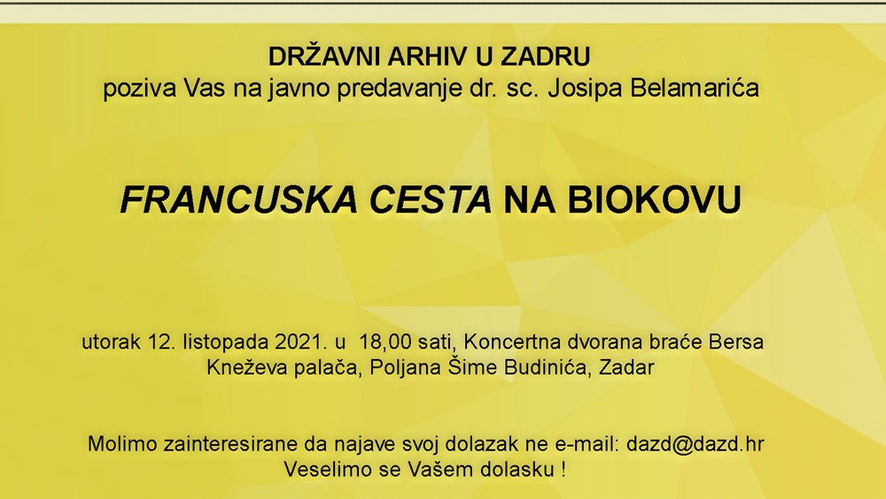 Dani europske baštine 2021. u Državnom arhivu u Zadru