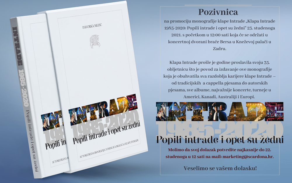 MONOGRAFIJA O KLAPI INTRADE Promocija  „Popili intrade i opet su žedni“ u Kneževoj palači 23. Studenog