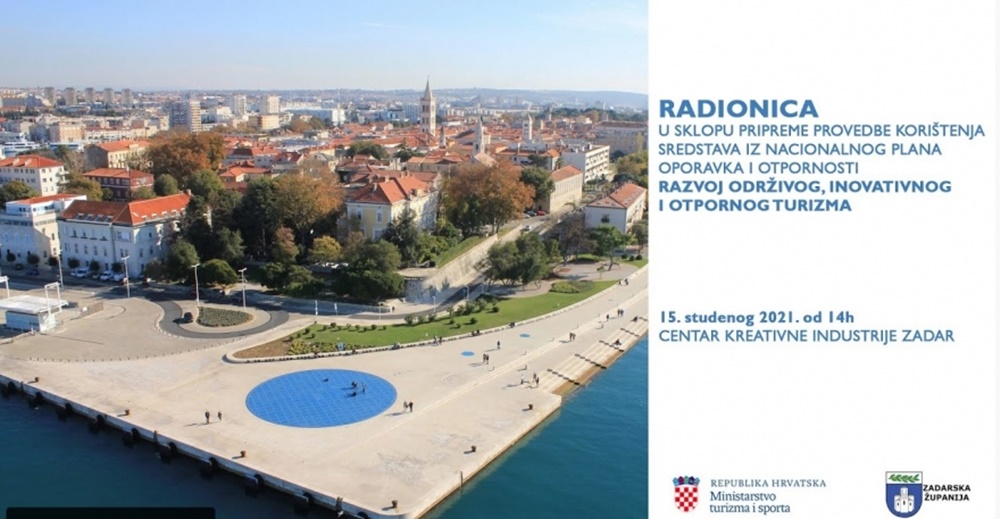 Poziv na radionicu za korištenje sredstava iz Nacionalnog plana oporavka i otpornosti - Razvoj održivog, inovativnog i otpornog turizma