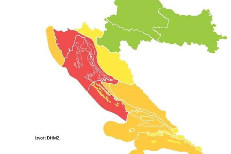 Crveno i narančasto upozorenje Meteoalarma