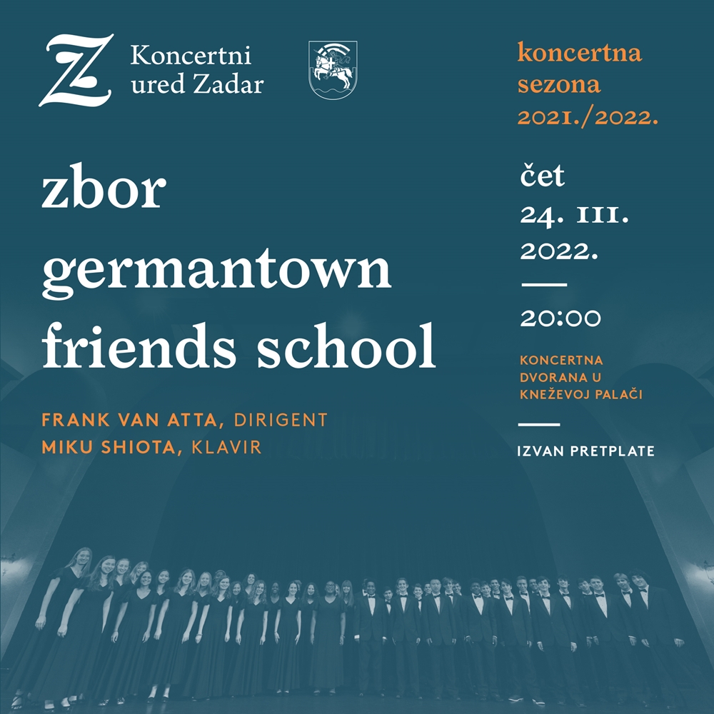 Zbor Germantown Friends School nastupa 24. ožujka u Kneževoj palači
