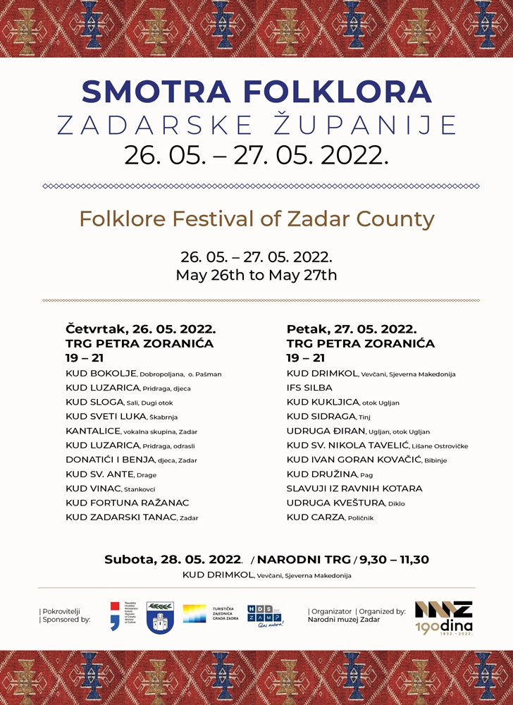 Najavljena Smotra folklora Zadarske županije na Trgu Petra Zoranića