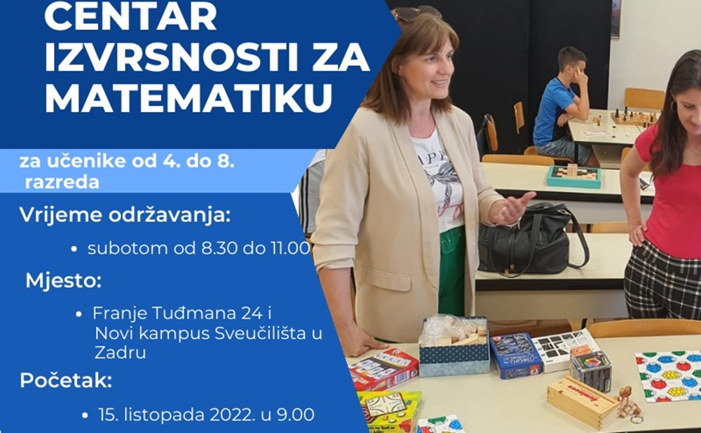 CENTAR IZVRSNOSTI ZA MATEMATIKU Kreću radionice matematike za učenike od 4. do 8. razreda