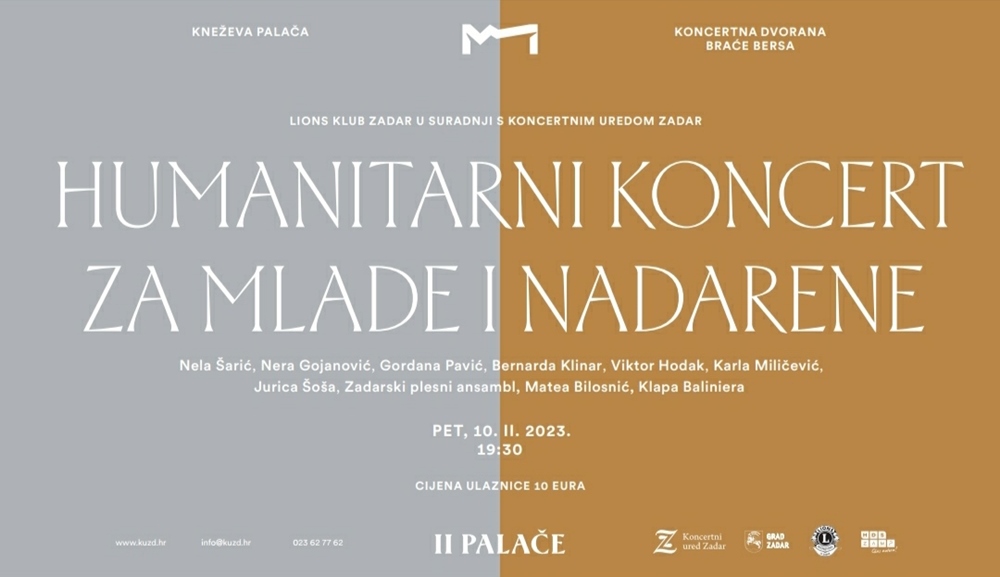 HUMANITARNI KONCERT Zadarski Lionsi za mlade i nadarene
