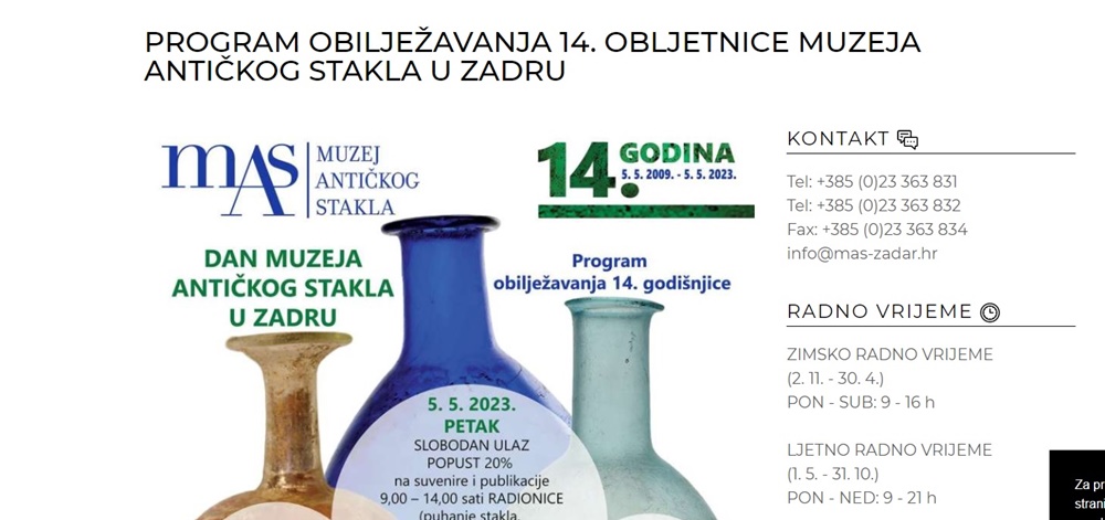 MAS SLAVI 14. ROĐENDAN! U Muzeju su pripremili bogat program koji uključuje tri izložbe, demonstracije puhanja stakla, popusti na suvenire.....