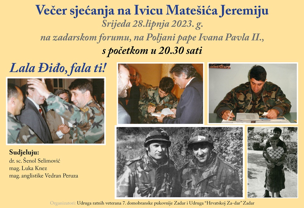 VEČER SJEĆANJA NA IVICU MATEŠIĆA JEREMIJU Govornici na večeri Šenol Selimović, Luka Knez i Vedran Peruza