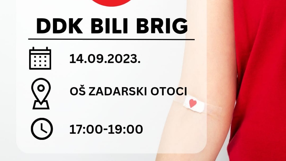 AKCIJA DOBROVOLJNOG DARIVANJA KRVI Aktiv DDK i MO Bili brig pozivaju vas u četvrtak u OŠ Zadarski otoci na akciju darivanja krvi