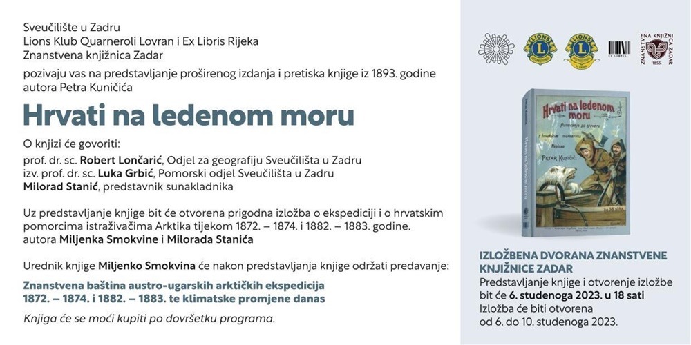"HRVATI NA LEDENOM MORU" Promocija knjige o fascinatnom poduhvatu istraživanja Arktika u kojem su sudjelovali i Hrvati