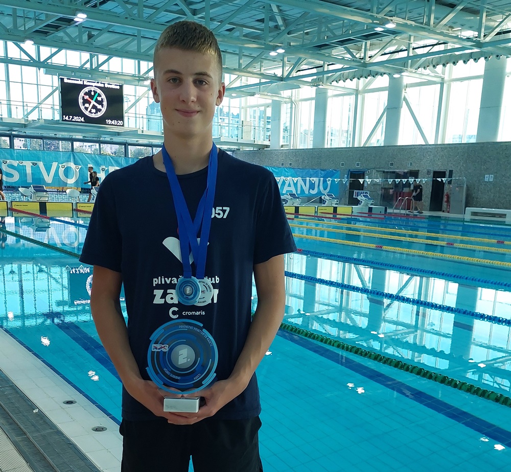 FILIP ŽUPAN – VIŠESTRUKI VICEPRVAK HRVATSKE Na PH osvojio srebro u disciplinama 50m,100m i 400m slobodno