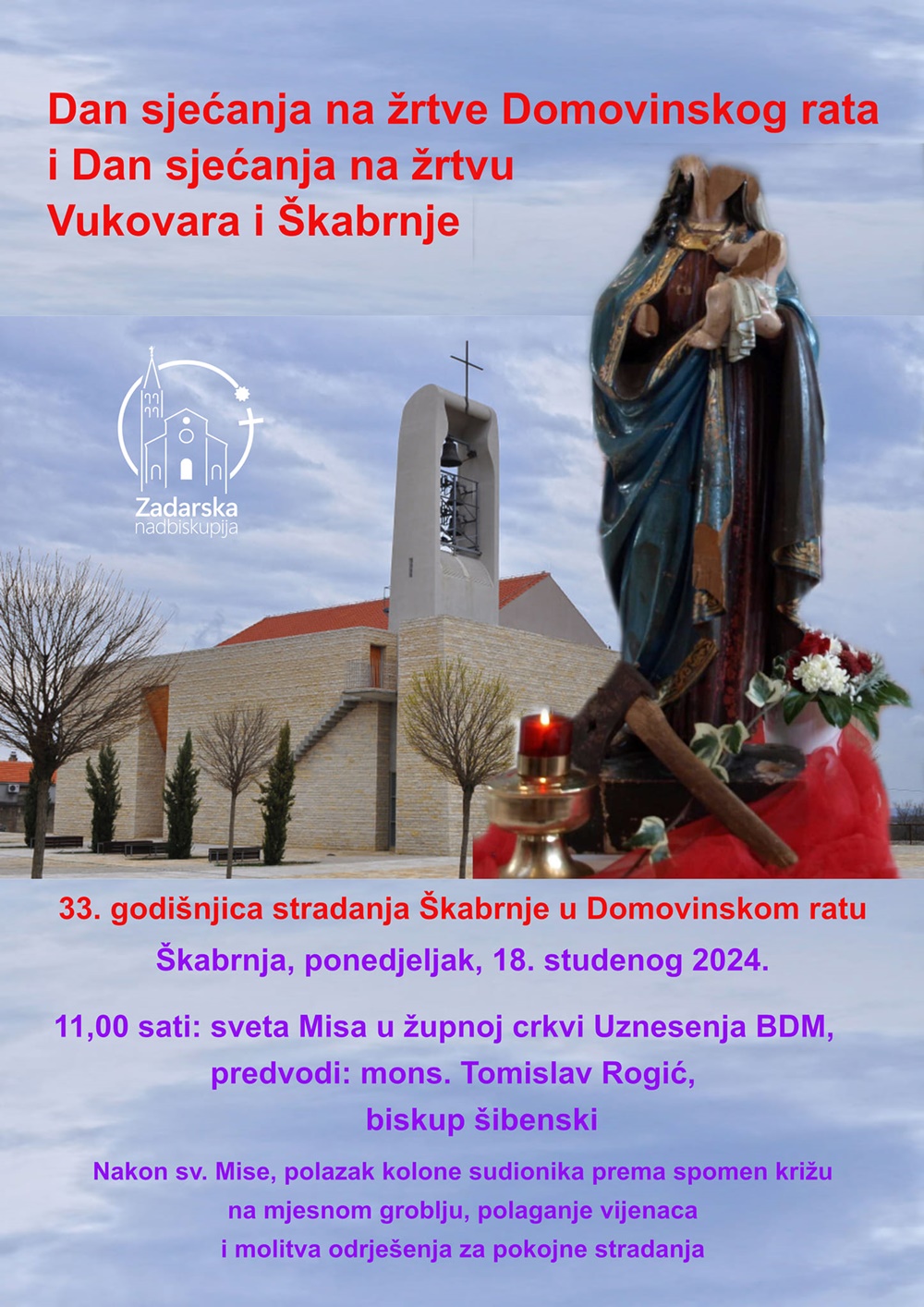 ZADARSKA NADBISKUPIJA Najava za Škabrnju, blagdan sv. Krševana, godišnjicu mučeničke smrti don Eugena Šutrina ...