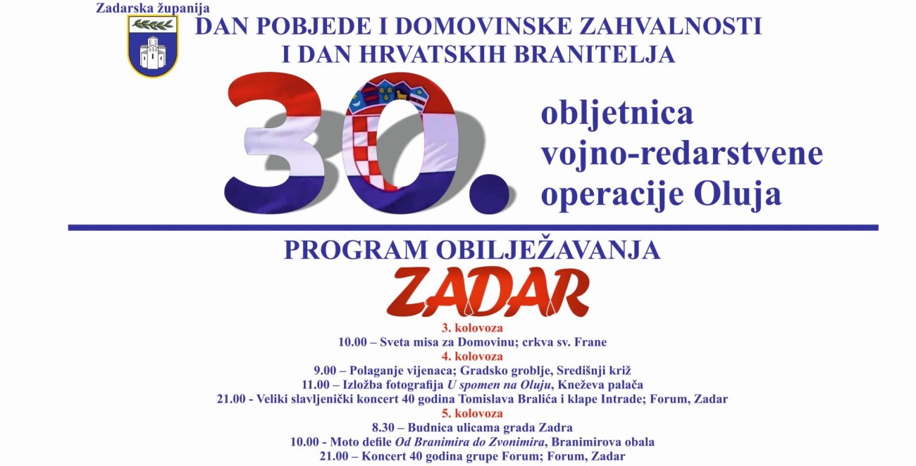 Proslava 30. obljetnice VRO Oluja na području Zadarske županije