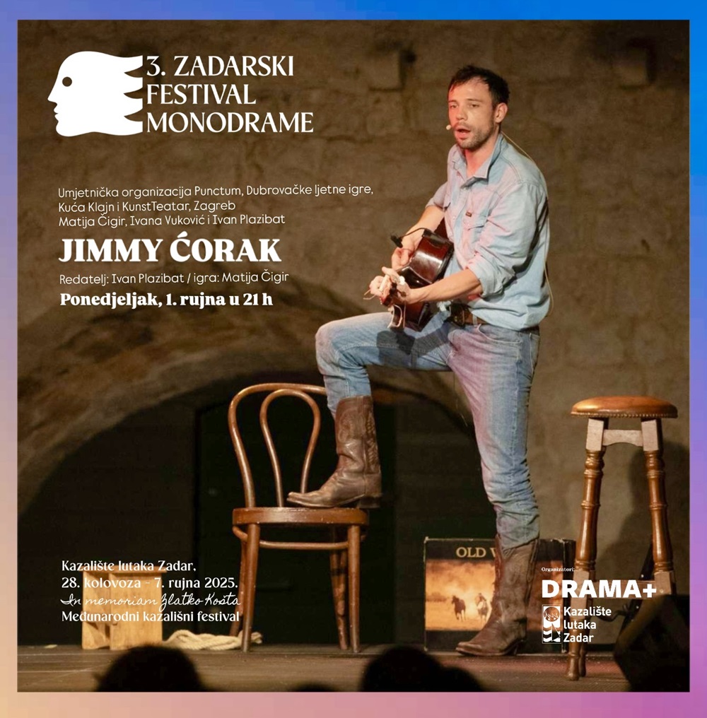 Zadarski festival monodrame nastavlja se predstavom „Jimmy Ćorak"