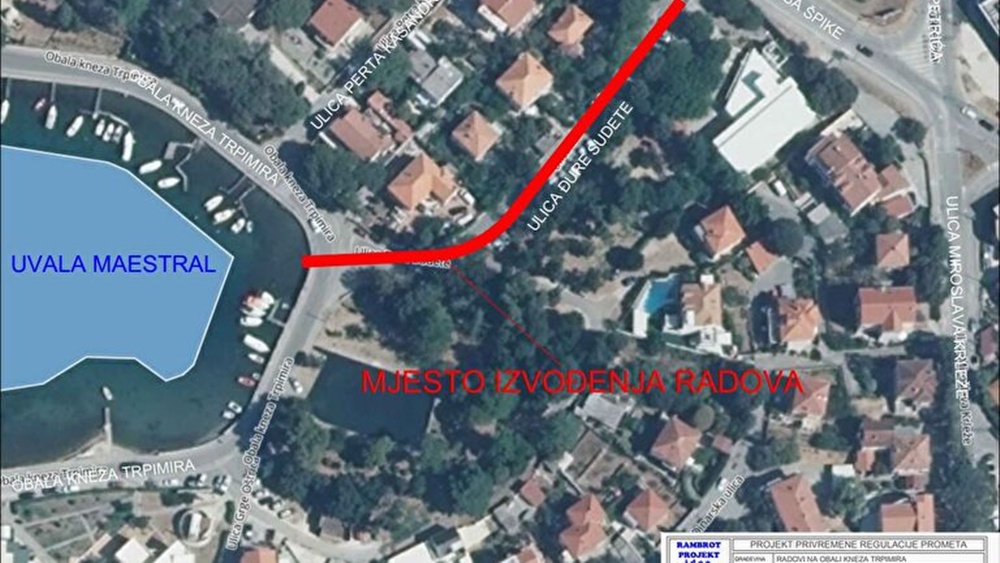 Privremena regulacija prometa - u dijelu ulice Obala kneza Trpimira