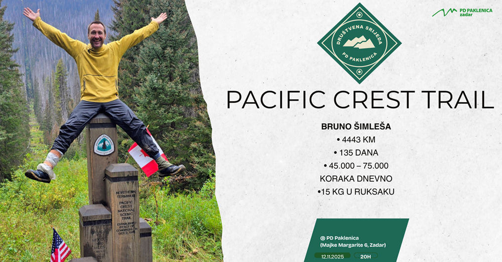 Predavanje u PD Paklenica 'Društvena srijeda'- Pacific Crest Trail - Bruno Šimleša