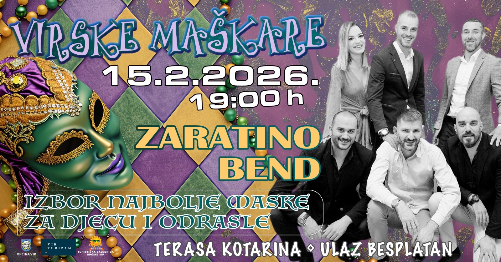 VIRSKE MAŠKARE U nedjelju svira Zaratino uz izbor najboljih maski