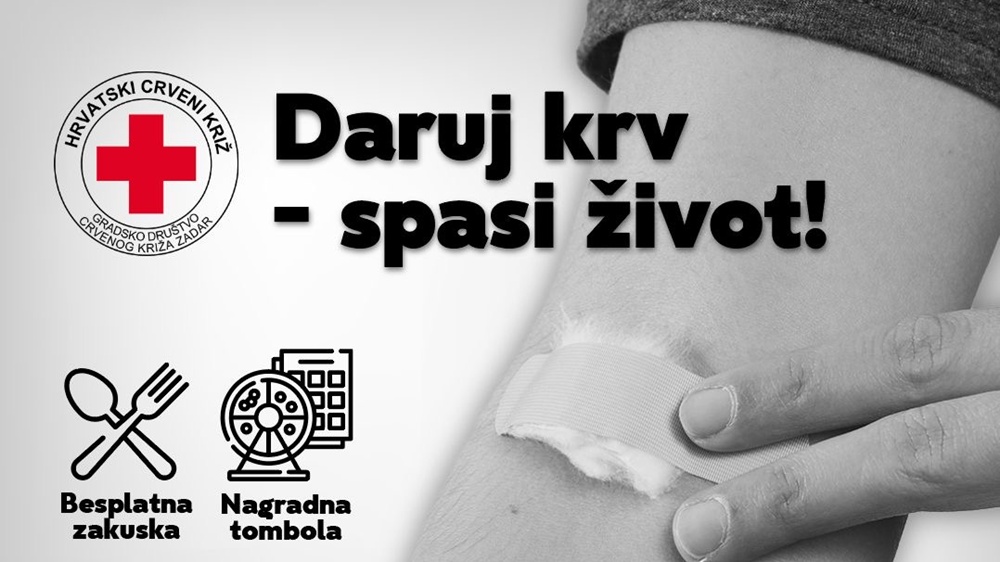 Poziv građanima Zadra: U četvrtak akcija dobrovoljnog darivanja krvi na Vidikovcu