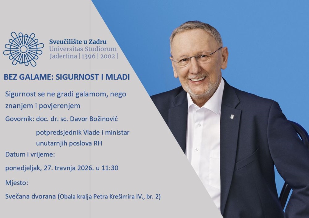 Ministar Božinović u ponedjeljak sa zadarskim studentima
