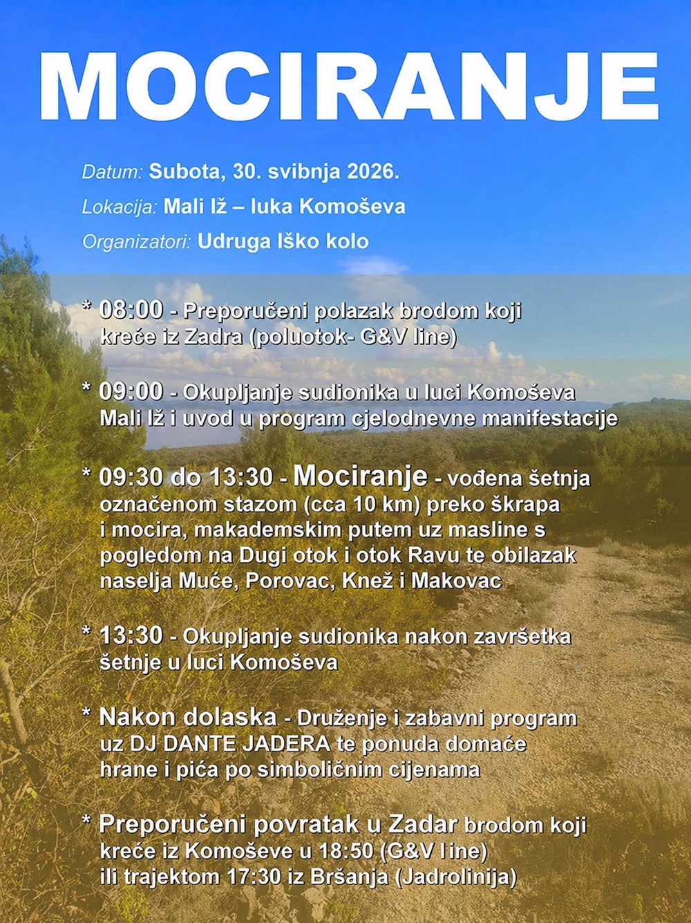 Mociranje na Malom Ižu: šetnja starim stazama i povratak otočnoj tradiciji