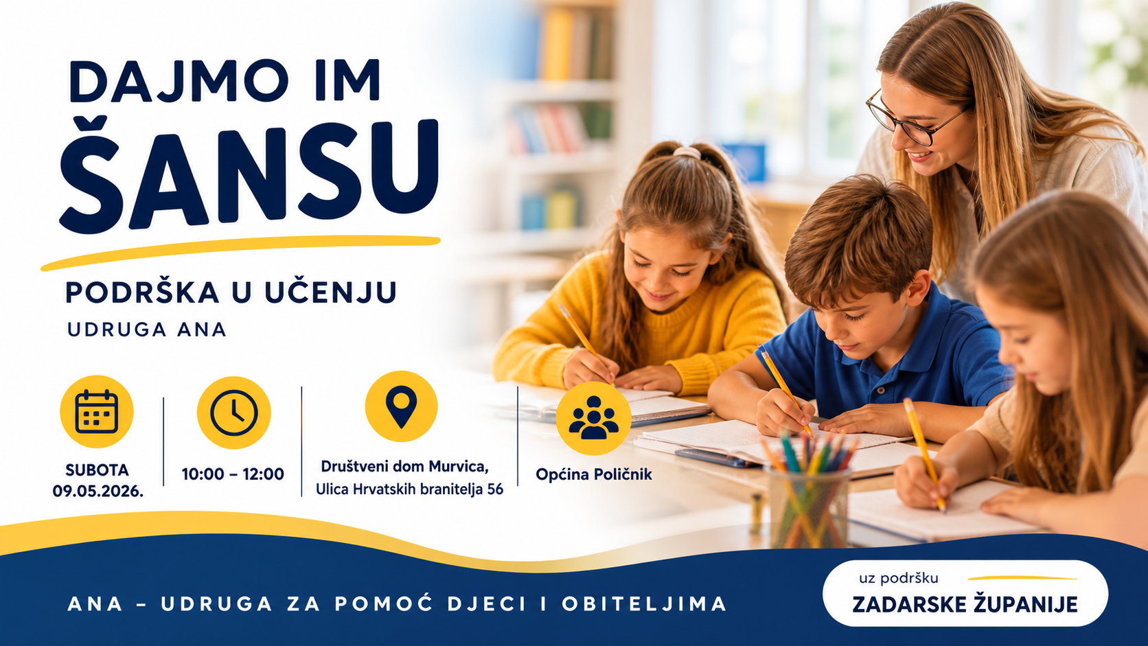 Podrška djeci u učenju u Murvici: program „Dajmo im šansu” u općini Poličnik