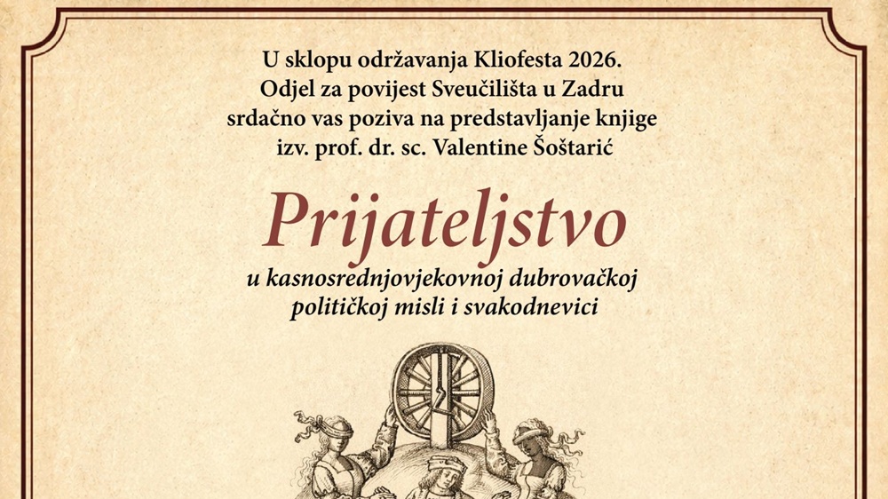 Predstavljanje knjige „Prijateljstvo u kasnosrednjovjekovnoj dubrovačkoj političkoj misli i svakodnevici“